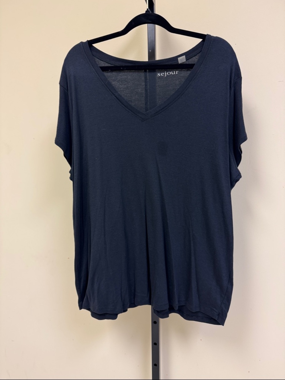 Sejour Black V-Neck Short Sleeve Relaxed Tee